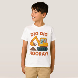 Camiseta Construção Escavadeira Dig Dig Hurray Crianças