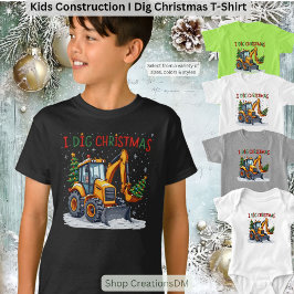 Camiseta Construção Infantil Eu Adoro o Natal