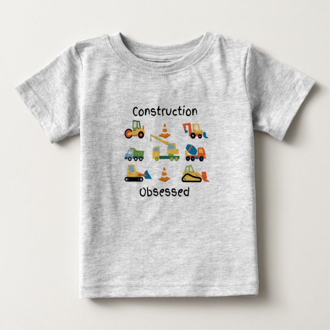 Camiseta Construção Obtida com caminhões e veículos (Frente)