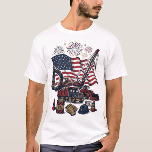 Camiseta Construção Patriótica EUA Vintage