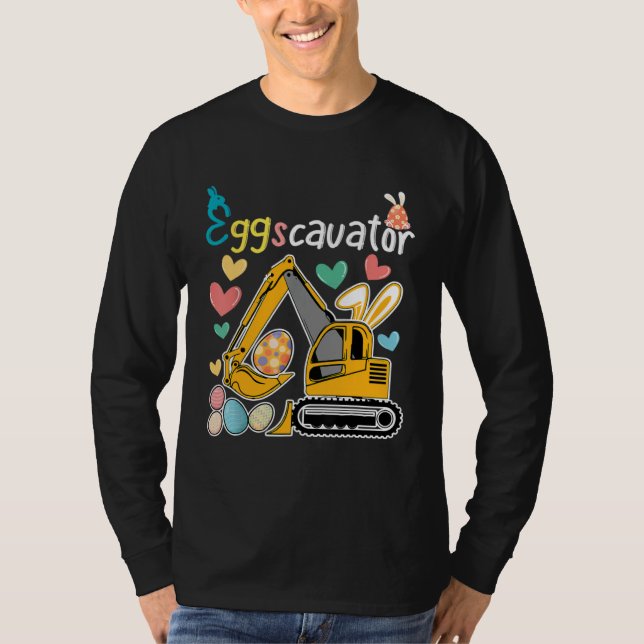 Camiseta Construction Excavator Easter Day Egg Hunt for Boy (Frente)
