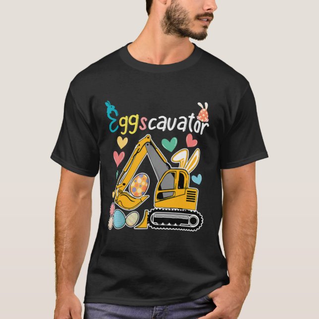 Camiseta Construction Excavator Easter Day Egg Hunt for Boy (Frente)