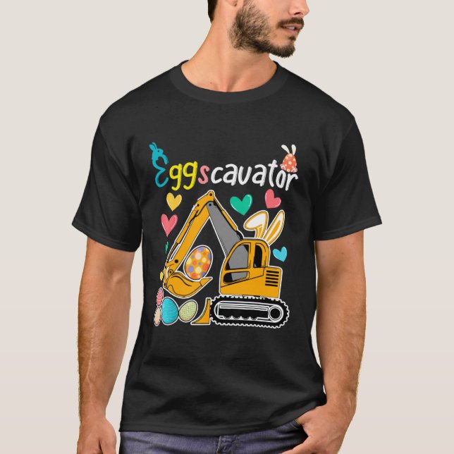 Camiseta Construction Excavator Easter Day Egg Hunt for Boy (Frente)