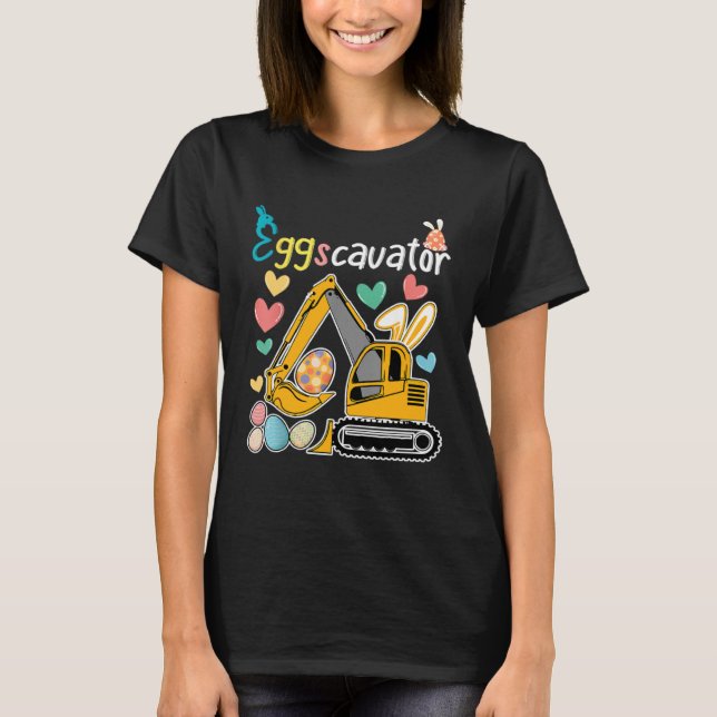 Camiseta Construction Excavator Easter Day Egg Hunt for Boy (Frente)