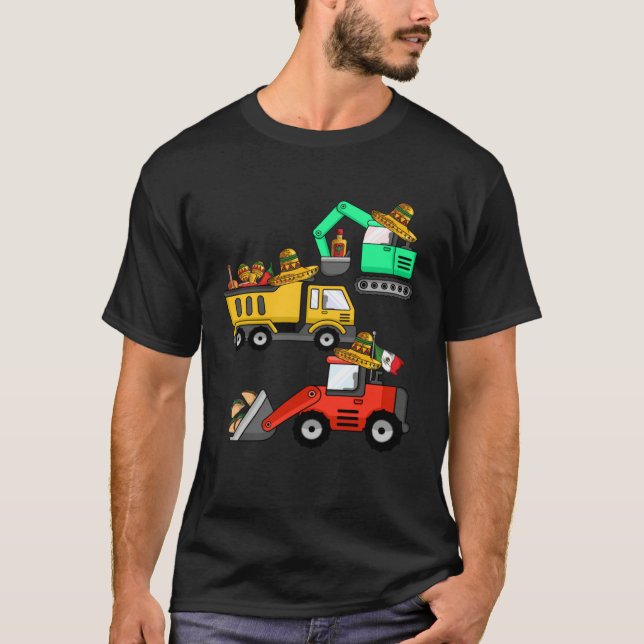 Camiseta Construction Excavator Taco Mexican Crane Cinco De (Frente)