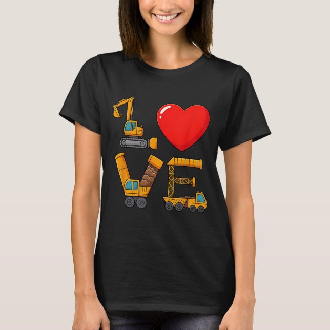 Camiseta Construction Valentine Love Spelled With Trucks Ex (Frente)