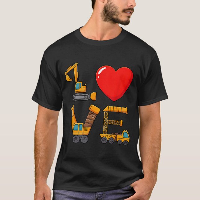 Camiseta Construction Valentine Love Spelled With Trucks Ex (Frente)