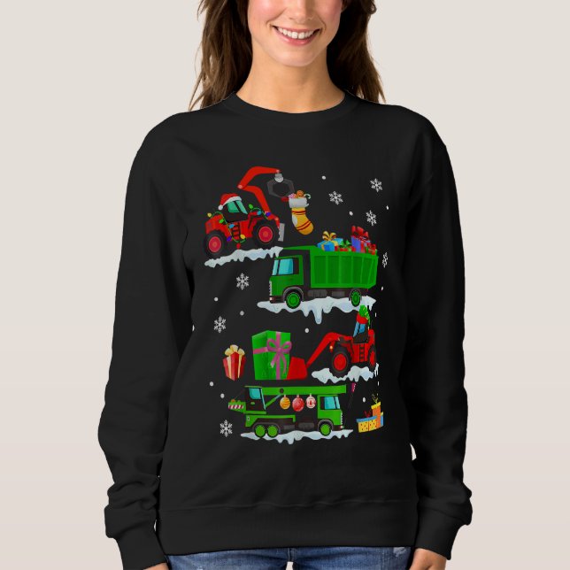 Camiseta Construction Vehicle Christmas Red Trucks Winter B (Frente)