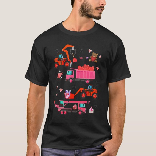 Camiseta Construction Vehicle Valentines Day Crane Truck Fo (Frente)
