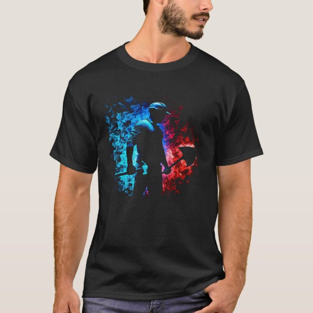 Camiseta Construction Worker Flames Shovel Civil Engineerin (Frente)