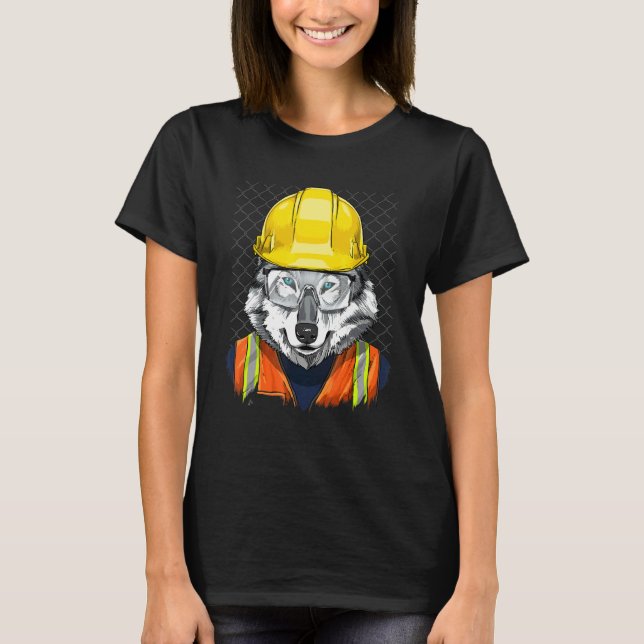 Camiseta Construction Worker Gray Wolf Laborer Wild Animal  (Frente)