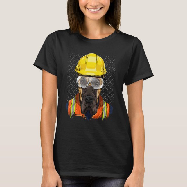 Camiseta Construction Worker Great Dane Laborer Dog Great D (Frente)