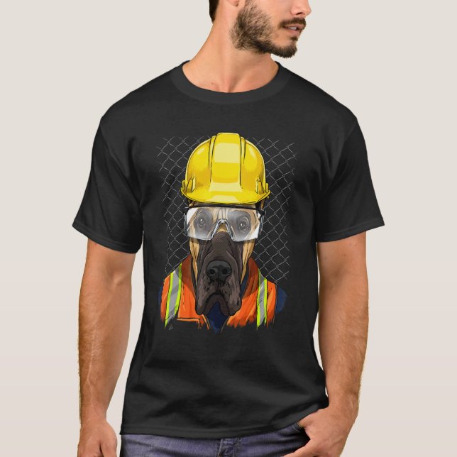 Camiseta Construction Worker Great Dane Laborer Dog Great D (Frente)