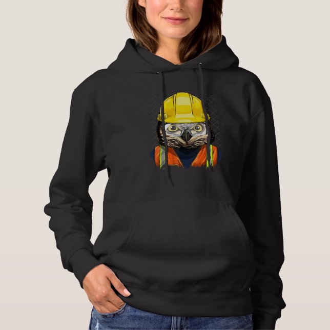Camiseta Construction Worker Owl Laborer Animal Bird Owner  (Frente)