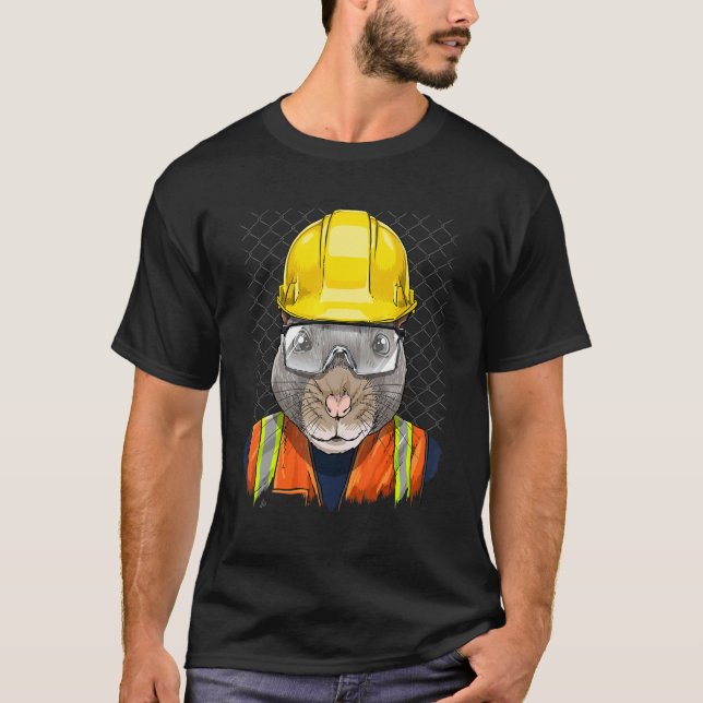 Camiseta Construction Worker Rat Laborer Garbage Animal Rat (Frente)