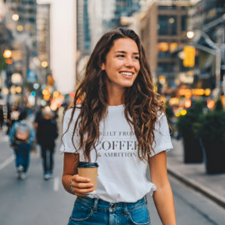 Camiseta Construído a Partir de Café & Ambição Motivação Mi