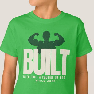 Camiseta Construído - Gratidão Reza Jesus Verde Gráfico