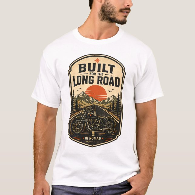 Camiseta Construído para a Longa Estrada – Anúncio de Moto  (Frente)