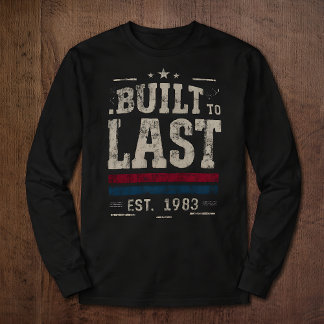 Camiseta Construído para Durar Tipografia Distress Vintage 