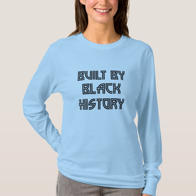 Camiseta Construído por histórico preto (Frente)