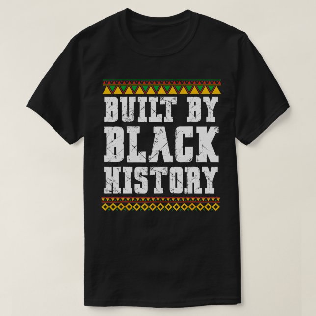 Camiseta Construídos por História Negra História Negra Home (Frente do Design)