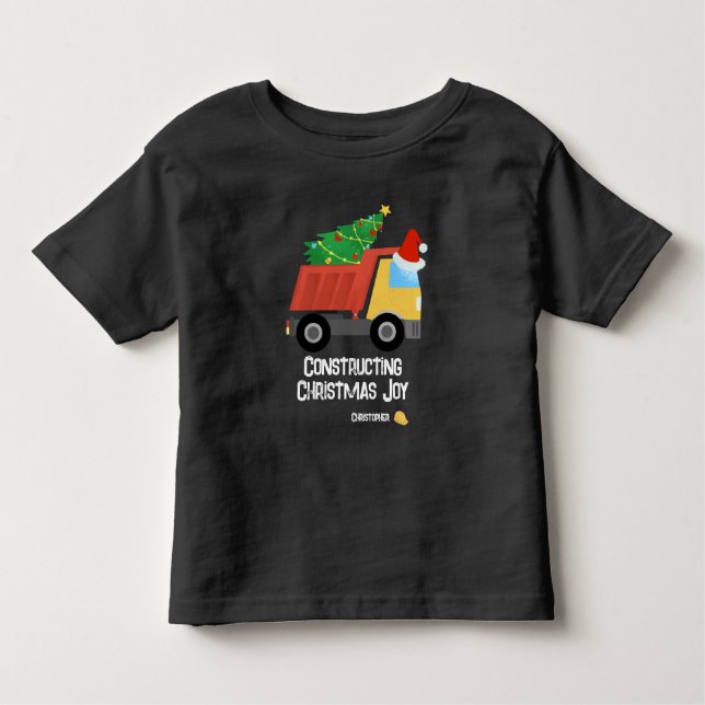 Camiseta Construindo Caminhão de Despejo de Joy Construção  (Frente)