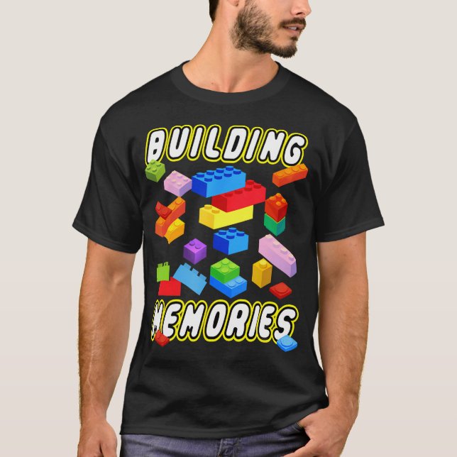 Camiseta Construindo memórias Construindo tijolos Blocos Mã (Frente)