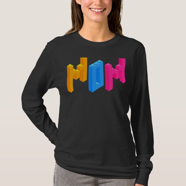 Camiseta Construtor de Blocos de Tijolos Mãe Construtor de  (Frente)