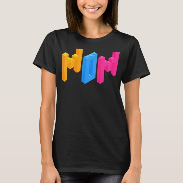 Camiseta Construtor de Blocos de Tijolos Mãe Construtor de  (Frente)