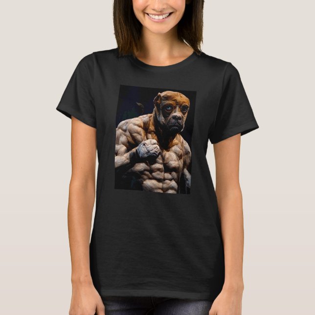 Camiseta Construtor de Corpo de Cachorro Boxer (Frente)