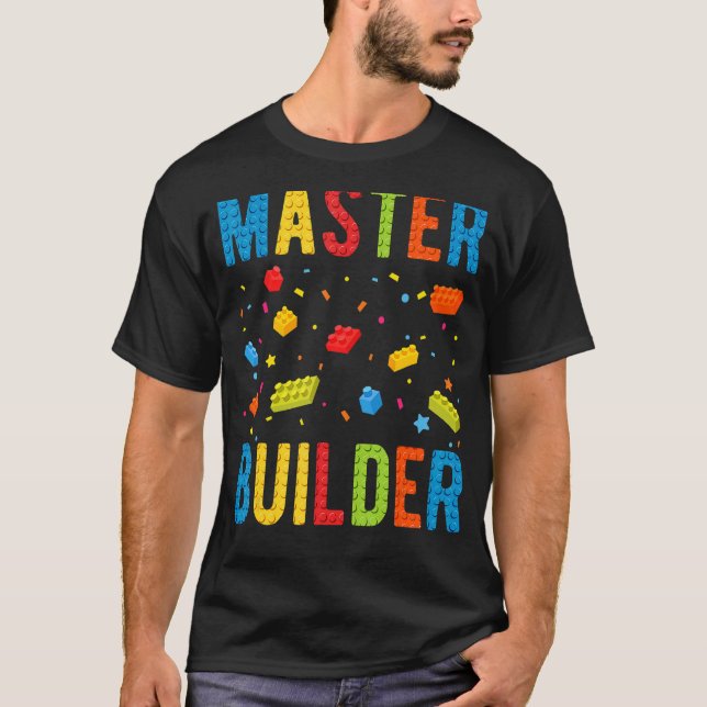 Camiseta Construtor de tijolos Blocos engraçados construind (Frente)