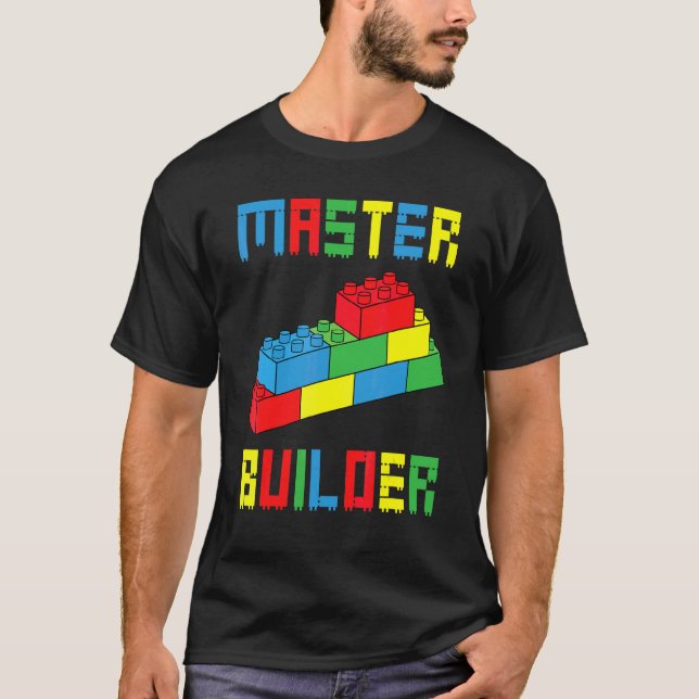 Camiseta Construtor de Tijolos Brinquedos de Construção de  (Frente)