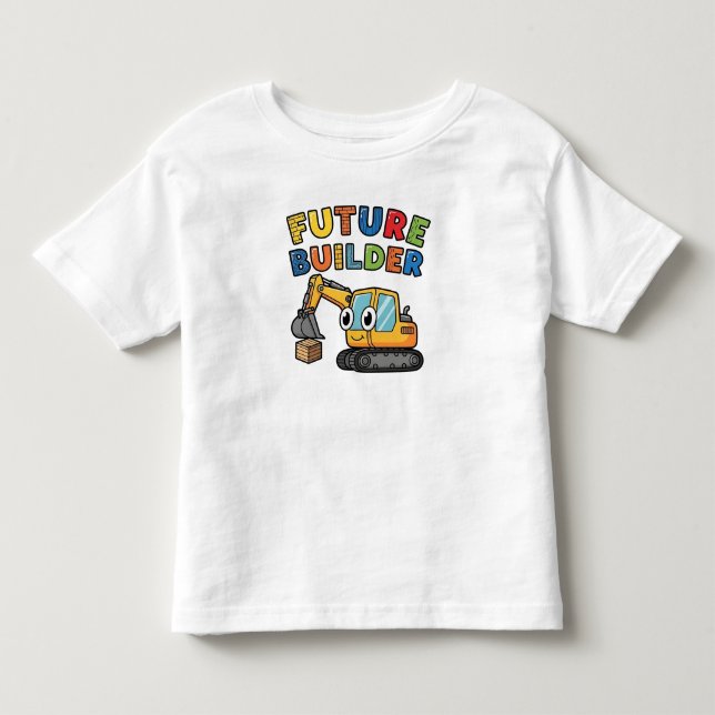Camiseta Construtor Futuro Escavadeira Fofa  (Frente)