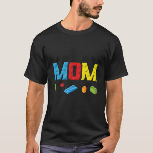 Camiseta Construtor Mãe Blocos Tijolos de Construção Famíli