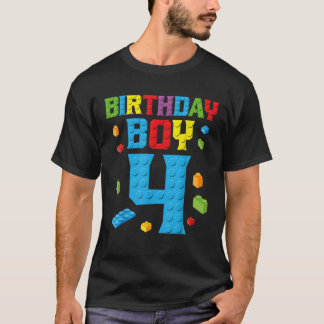 Camiseta Construtor Mestre Aniversário de 4 anos Menino 4 Q