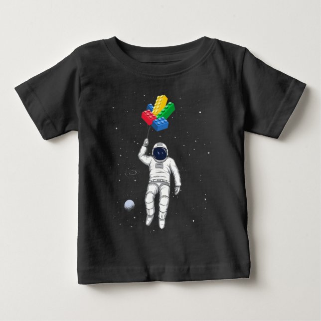 Camiseta Construtor Mestre Astronauta, Blocos de Construção (Frente)