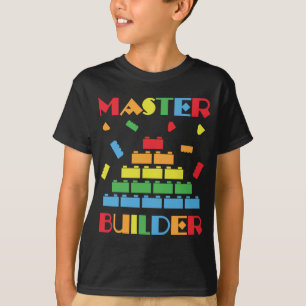 Camiseta Construtor mestre bloqueia brinquedos crianças eng