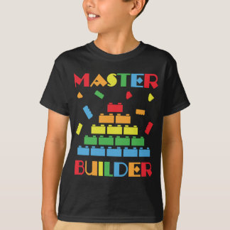 Camiseta Construtor mestre bloqueia brinquedos crianças eng