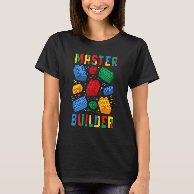Camiseta Construtor Mestre Construtor de Tijolos Blocos (Frente)
