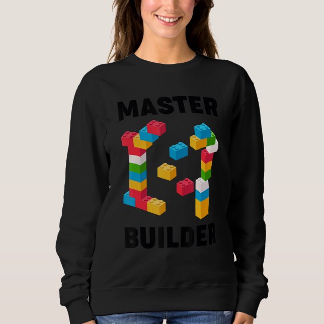 Camiseta Construtor Mestre Cool Blocos de Construção  Homen (Frente)