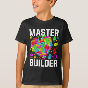 Camiseta Construtor Mestre de Bloco de Coração Edifício de 