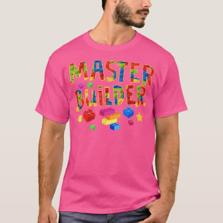 Camiseta Construtor Mestre Engraçado Blocos de Construção B