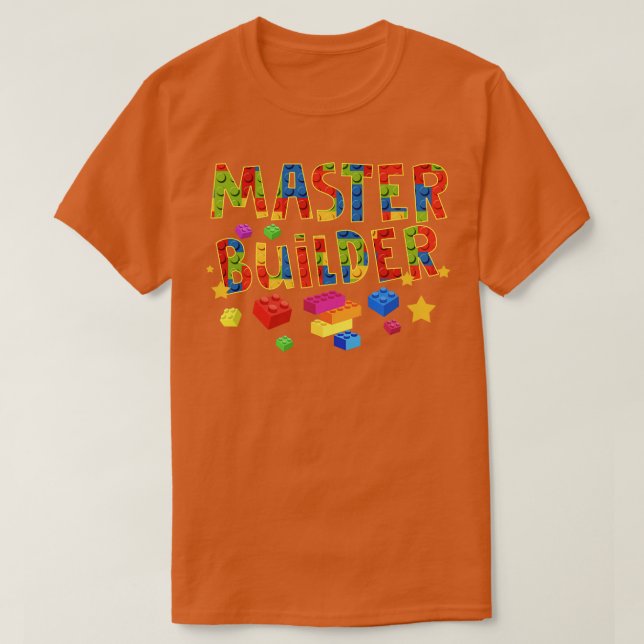 Camiseta Construtor Mestre Engraçado Blocos de Construção B (Frente do Design)