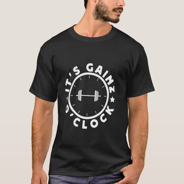 Camiseta Construtor poderoso é Gainz O´clock Gym (Frente)
