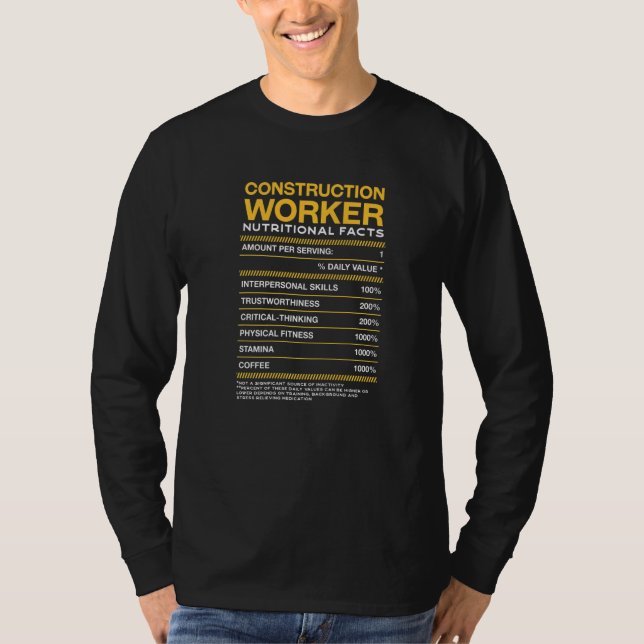 Camiseta Construtor Worker Facts Foreman Mason (Frente)
