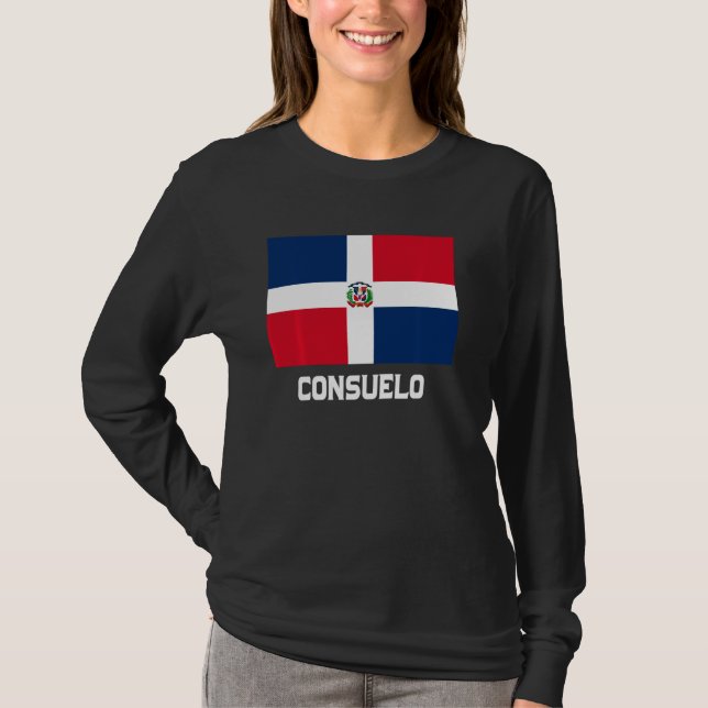Camiseta Consuelo República Dominicana Bandeira Emblema Esc (Frente)