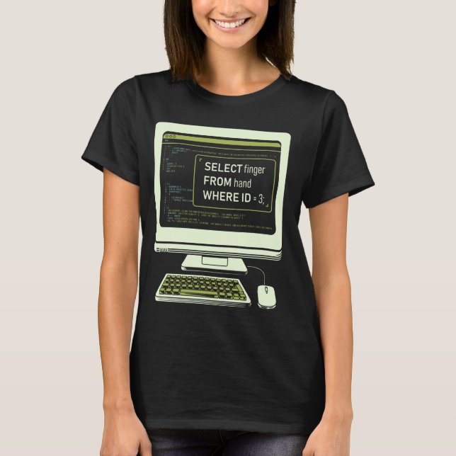 Camiseta Consulta SQL engraçada do banco de dados Código de (Frente)