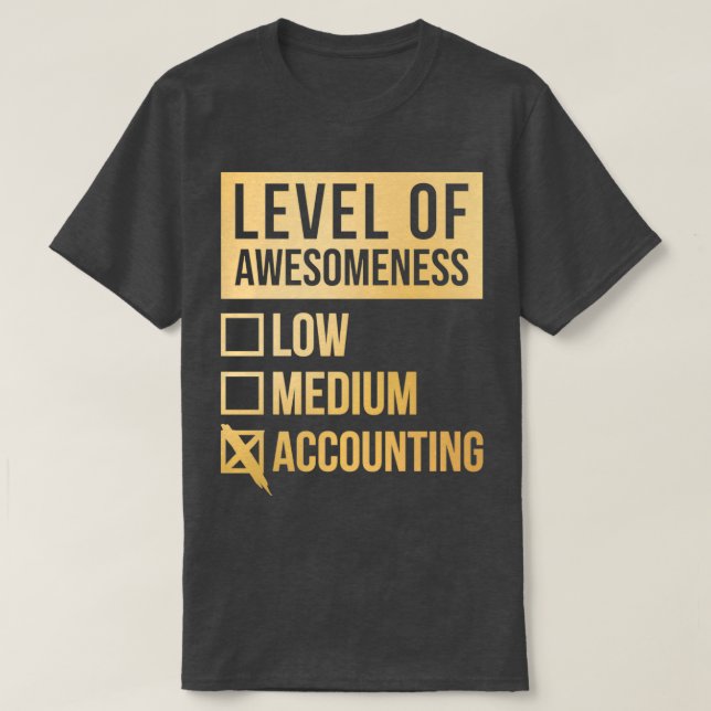 Camiseta Contabilidade Engraçada Nível de Arte Contabilísti (Frente do Design)