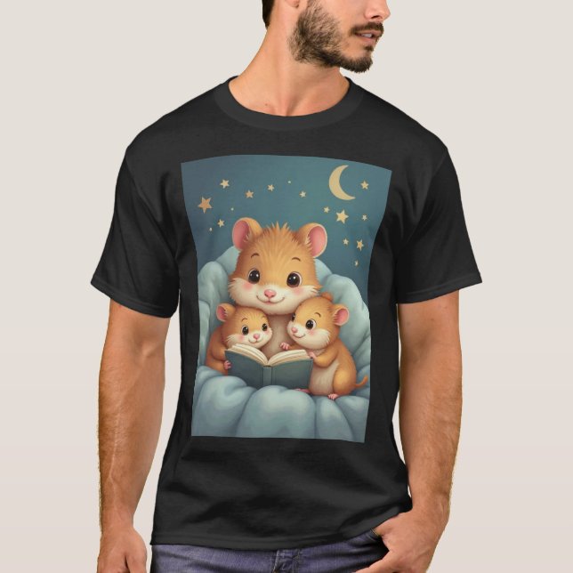 Camiseta Contador de Histórias - Tee da Família Hamster do  (Frente)