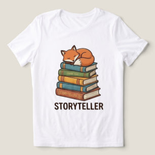 Camiseta Contadora de Histórias Raposa Adormecida em Pilha